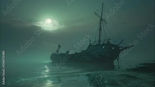 Wallpaper Mural Underwater view of an old sunken ship on seabed with fish swimming around, abstract vivid composition consists of fictional unreal fantastic vision on background Torontodigital.ca