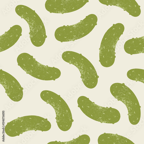 Cucumber seamless pattern. Pickles on the neutral background. Vector illustration