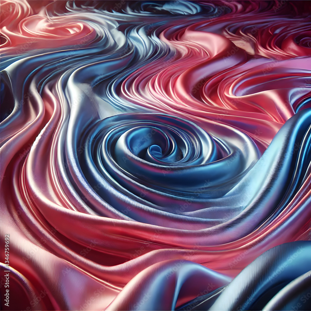 Obraz premium Vivid Abstract Satin Fabric Art: Swirling Red & Blue Elegance
