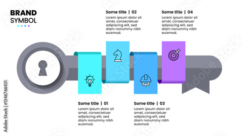 Infographic template. Key with 4 steps to success