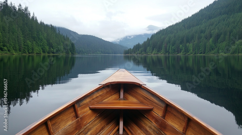 Canoe Journey Through Misty Mountain Lake