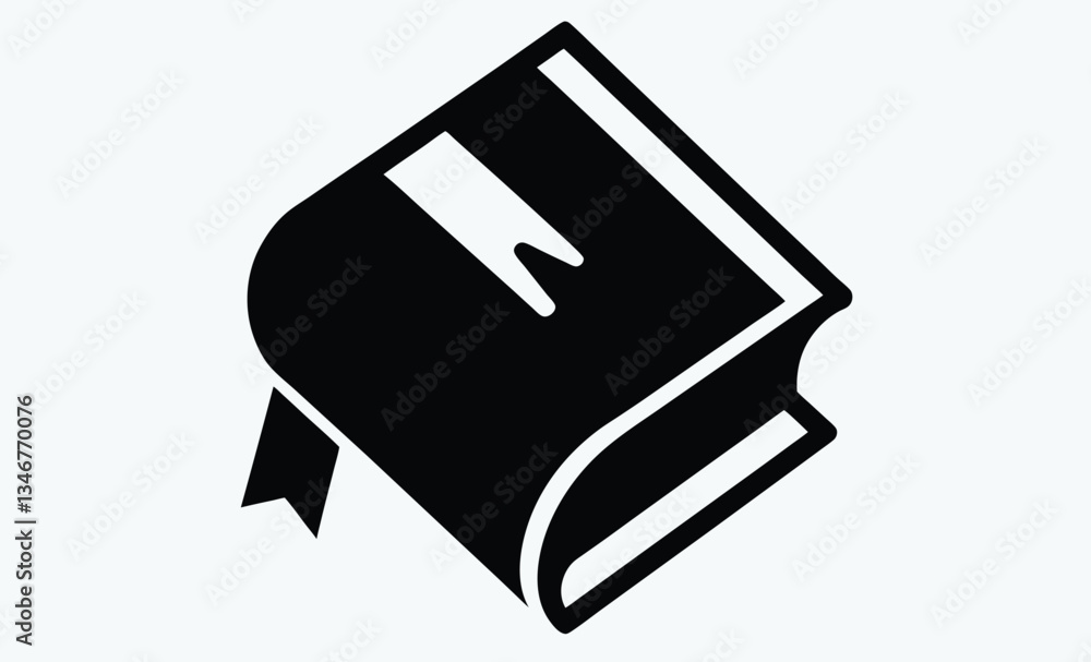 Book with bookmark silhouette, closed book icon vector Book with bookmark silhouette, closed book icon vector