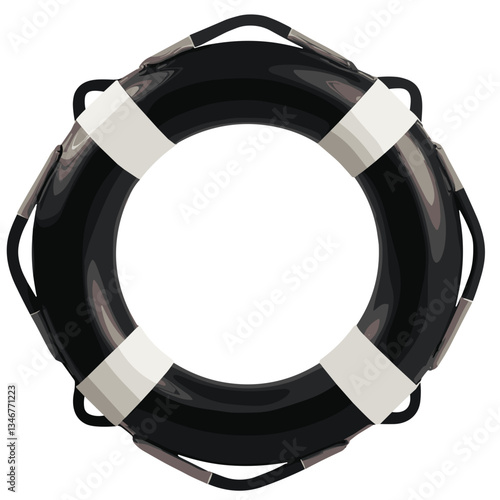  Black and white lifebuoy ring for safety rescue.