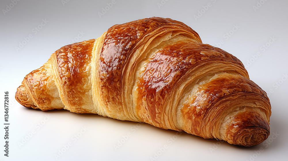 Freshly baked croissant on a white background, close up Freshly baked croissant on a white background, close up