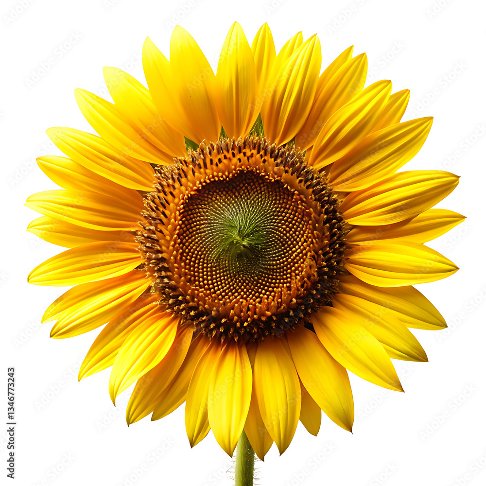 Fototapeta premium Bright yellow sunflower isolated on a white background.