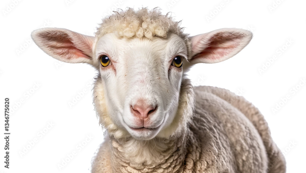 Obraz premium Close-Up Portrait of Sheep with Soft Wool and Gentle Expression