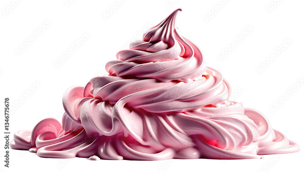 Swirled Pink Whipped Cream Pile on a Clean Background Swirled Pink Whipped Cream Pile on a Clean Background