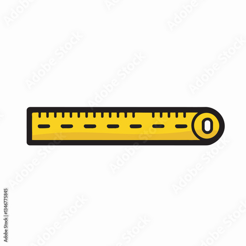 Vector illustration of a rolled measuring tape, representing length measurement, construction, and precision tools.