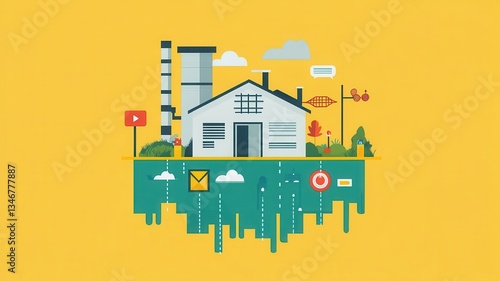 Influence marketing flat design front view social media promotion water color vivid