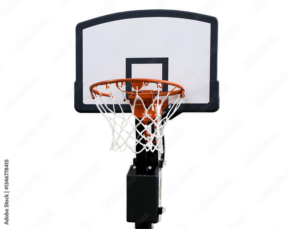 Isolated shot of a child-friendly basketball hoop with a net indoors Isolated shot of a child-friendly basketball hoop with a net indoors