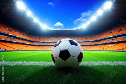 Wallpaper Mural soccer ball sitting on top of a lush green field Torontodigital.ca