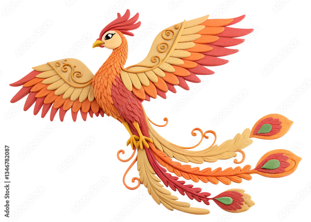 Obraz premium a clay Cute, A Phoenix flying. isolated on a transparent background