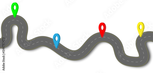 Winding road Infographic element, timeline pinpoint concept