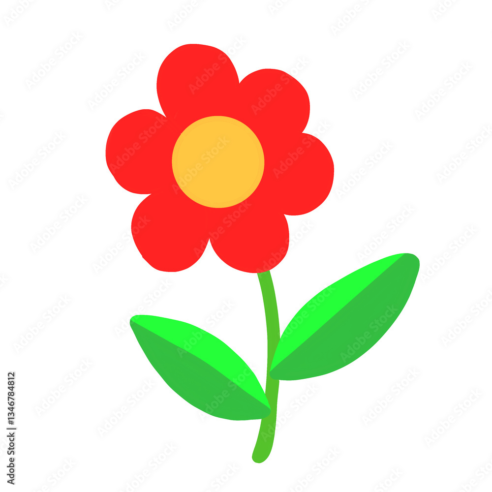 Naklejka premium red flower on white background