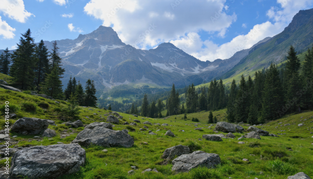 Majestic Alpine Meadow: A Serene Mountain Vista Majestic Alpine Meadow: A Serene Mountain Vista