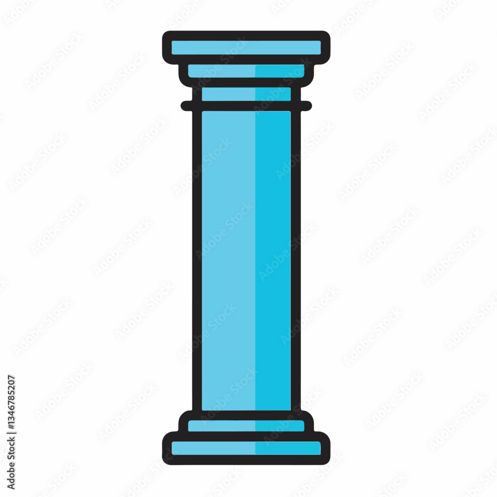 Tall blue architectural column with a classical design Tall blue architectural column with a classical design