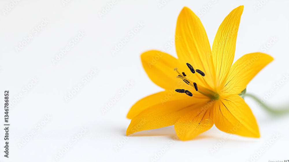 Naklejka premium Yellow lily flower on a white background