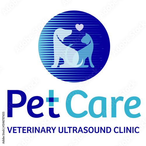 Logo Design Pet Care Medical Dog Cat Heart Love veterinary ultrasound scan clinic laboratory tests Health animals symbol Brand Visual Identity
