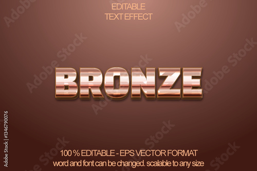 Bold bronze shiny chrome effect, editable text effect