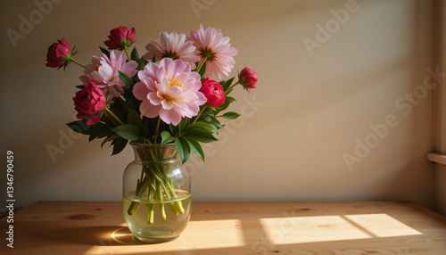 Wallpaper Mural Beautiful peony flowers in vase with soft lighting, floral elegance Torontodigital.ca