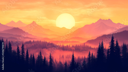 beautiful sunset in the mountains