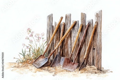 Obraz na płótnie Grandmothers Heirloom Tools, Gardening tools w salonie
