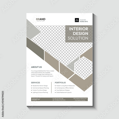 Modern home interior design flyer template