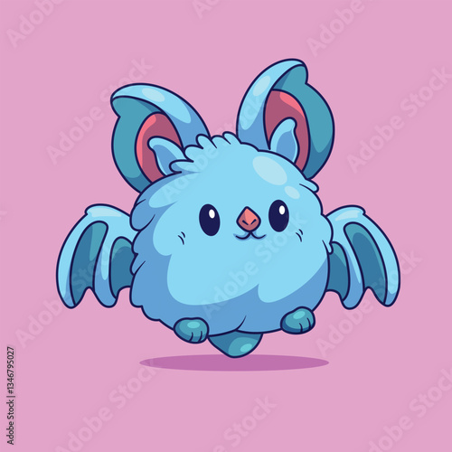 kawai cute bat icon vector chibi