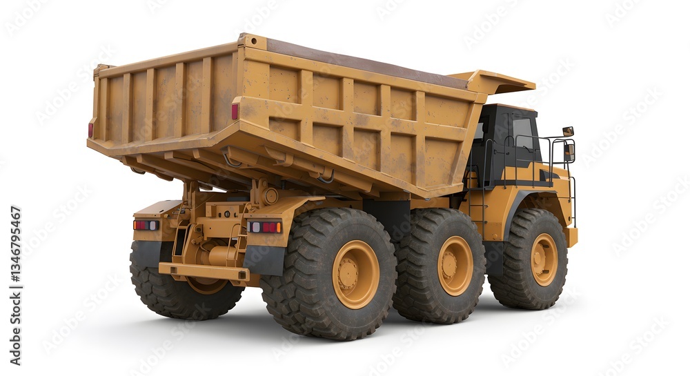 Fototapeta premium Heavy Duty Dump Truck Construction Vehicle Machinery on White Background
