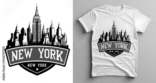 New York City Skyline T-Shirt Design mockup - Stylish Urban Graphics.