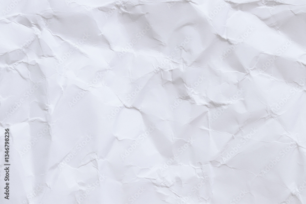 Fototapeta premium Crumpled white paper background. Crumpled white paper texture or paper background. Light background with copy space. Top view