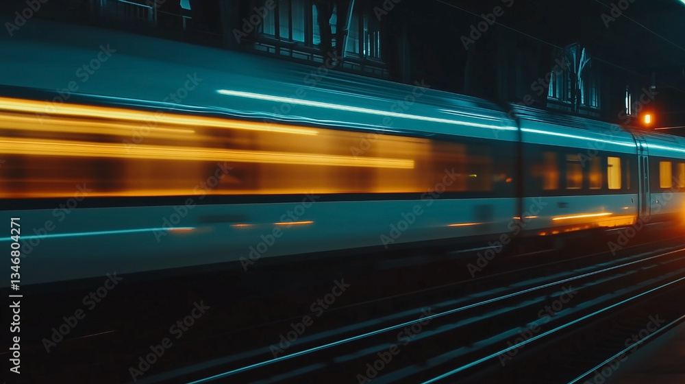 Naklejka premium A train is moving on the tracks