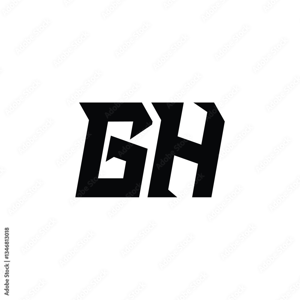 Obraz premium GH monogram logo design letter text name symbol monochrome logotype alphabet character simple logo