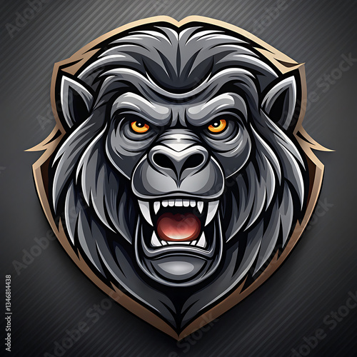 Wallpaper Mural Black background Gorilla Head Tattoo, logo, icon, Design. Vector illustration, fierce gorilla head in the white background. Torontodigital.ca