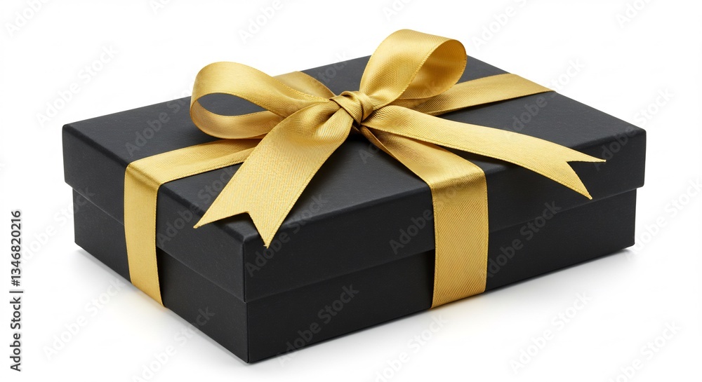 Obraz premium 黒箱 ゴージャスな金リボン きらめく贈り物