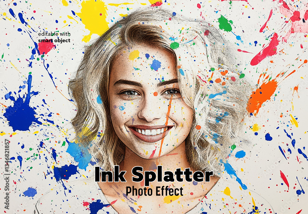 Ink Splatter Photo Effect Stock Template | Adobe Stock
