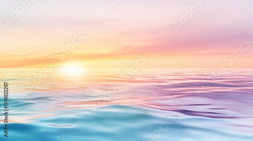 Stunning Sunset Over the Ocean with Bright Blue Sky Background Ideal for All Your Projects