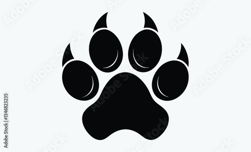 Bobcat paw print silhouette, black animal track icon