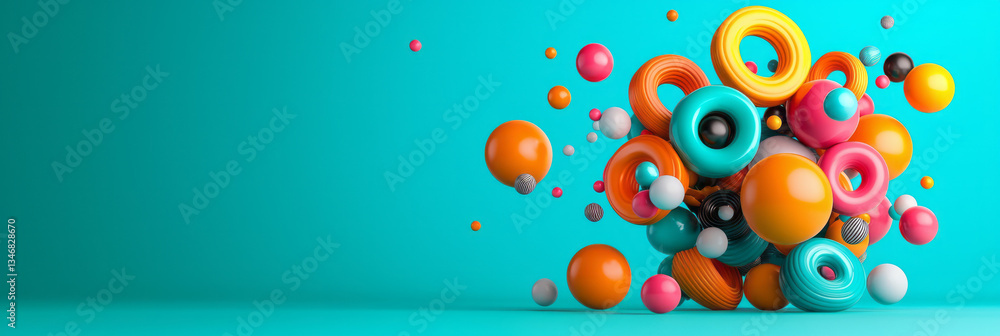 A playful, dynamic image of floating balloon-like letters and numbers, creating an abstract A playful, dynamic image of floating balloon-like letters and numbers, creating an abstract