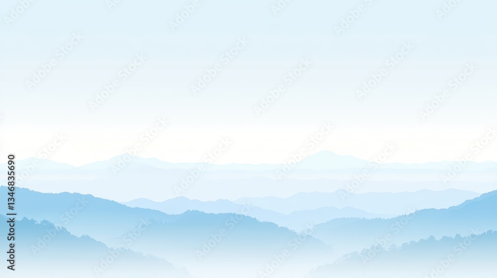 Misty Blue Mountain Range Landscape with Scenic Vista. Misty Blue Mountain Range Landscape with Scenic Vista.