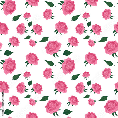 Beautiful Pink Roses Seamless Pattern