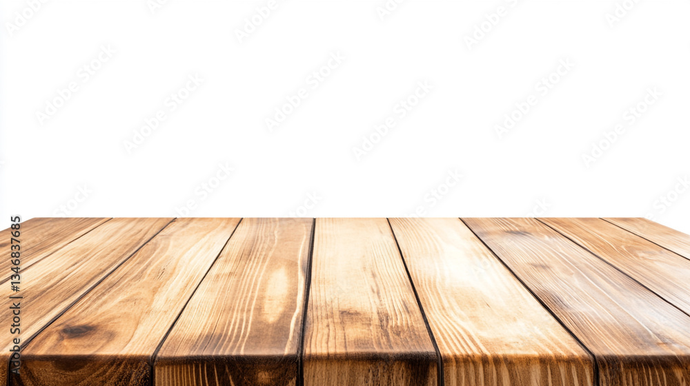 Wooden table top with plank texture on white background Wooden table top with plank texture on white background