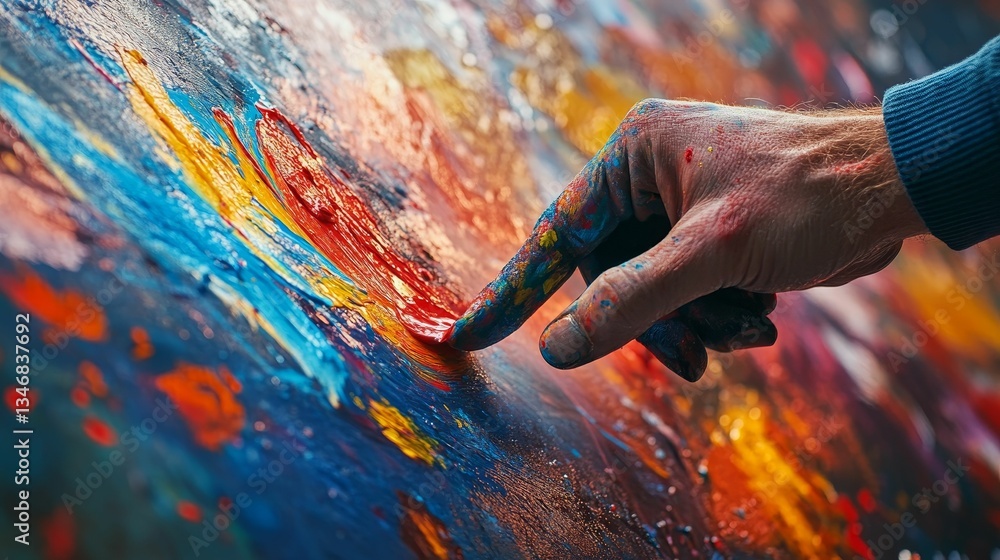 Obraz premium Hand painting colorful abstract patterns on canvas.