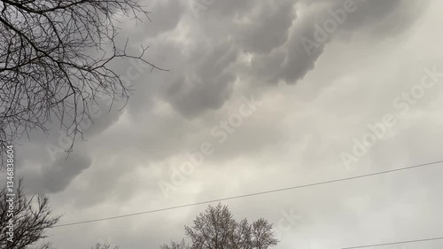 Sky in early spring with storm clouds and wind 