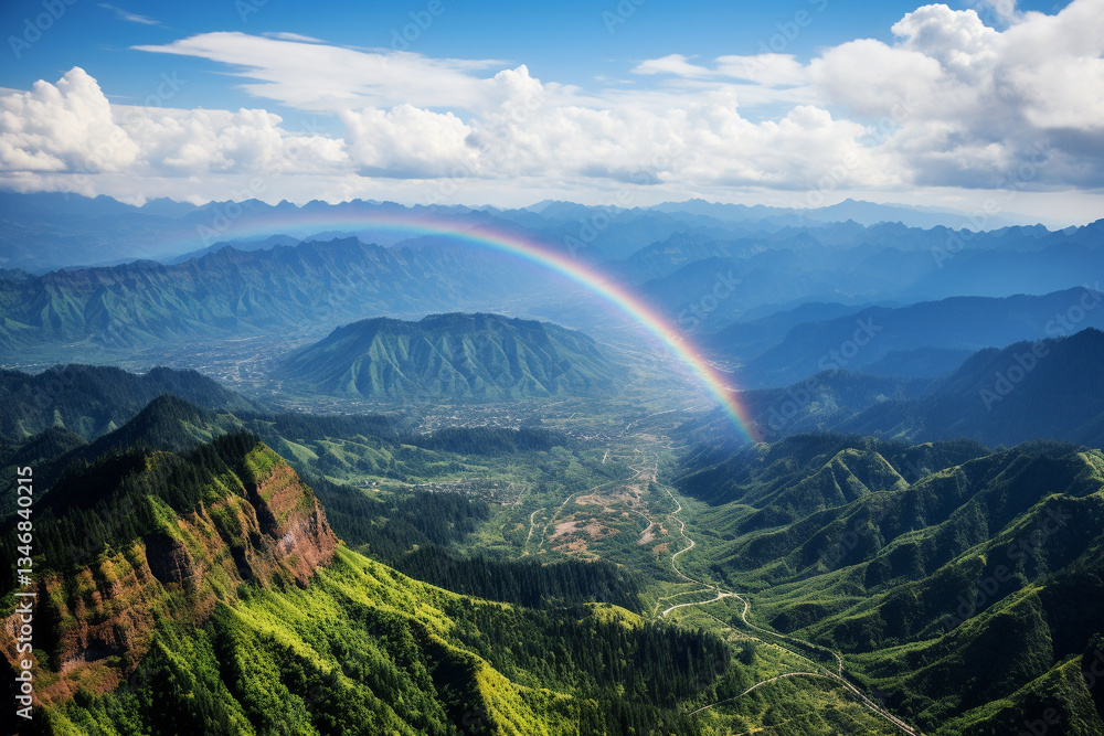 ephemeral charm of a rainbow enhances grandeur of a mountain, creating a stunning display of vibrant colors and enchantment ephemeral charm of a rainbow enhances grandeur of a mountain, creating a stunning display of vibrant colors and enchantment