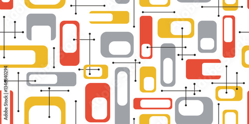 1950s Atomic Wallpaper Pattern | Repeating Retro Diner Background | Seamless Mid Century Design | Geometric Modernism | Palm Springs Vibes | Kitchen Decor