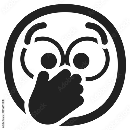 Face with Open Eyes and Hand Over Mouth