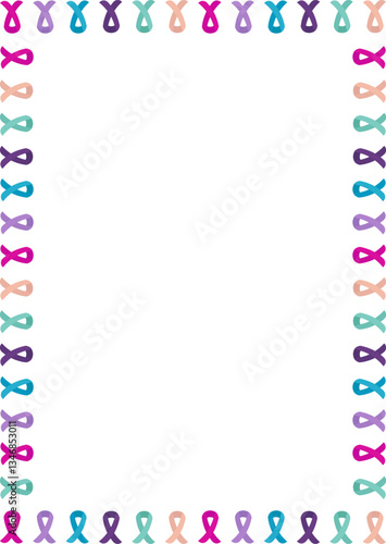 Cancer awareness various color ribbons frame. A big colorful ribbon with empty space for your text