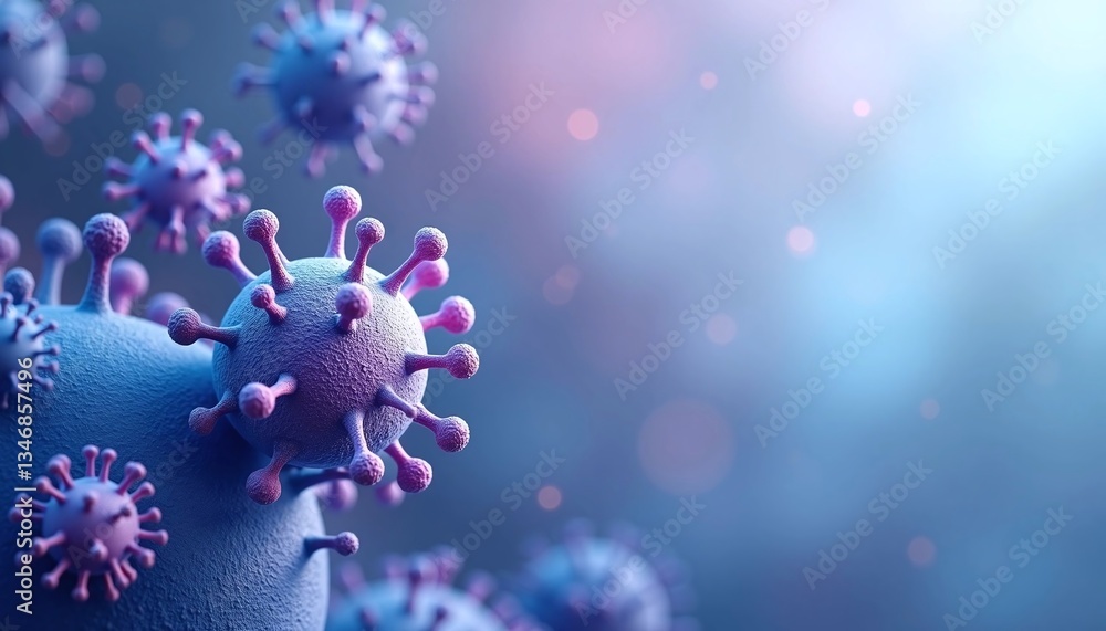 3D Microscopic Illustration of Virus Cells – Epidemic and Infection Science Concept 3D Microscopic Illustration of Virus Cells – Epidemic and Infection Science Concept