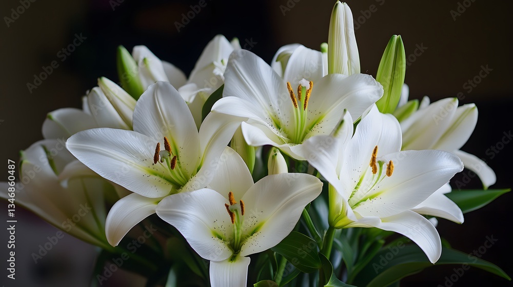 17. A bouquet of delicate white lilies beautifully arranged 17. A bouquet of delicate white lilies beautifully arranged